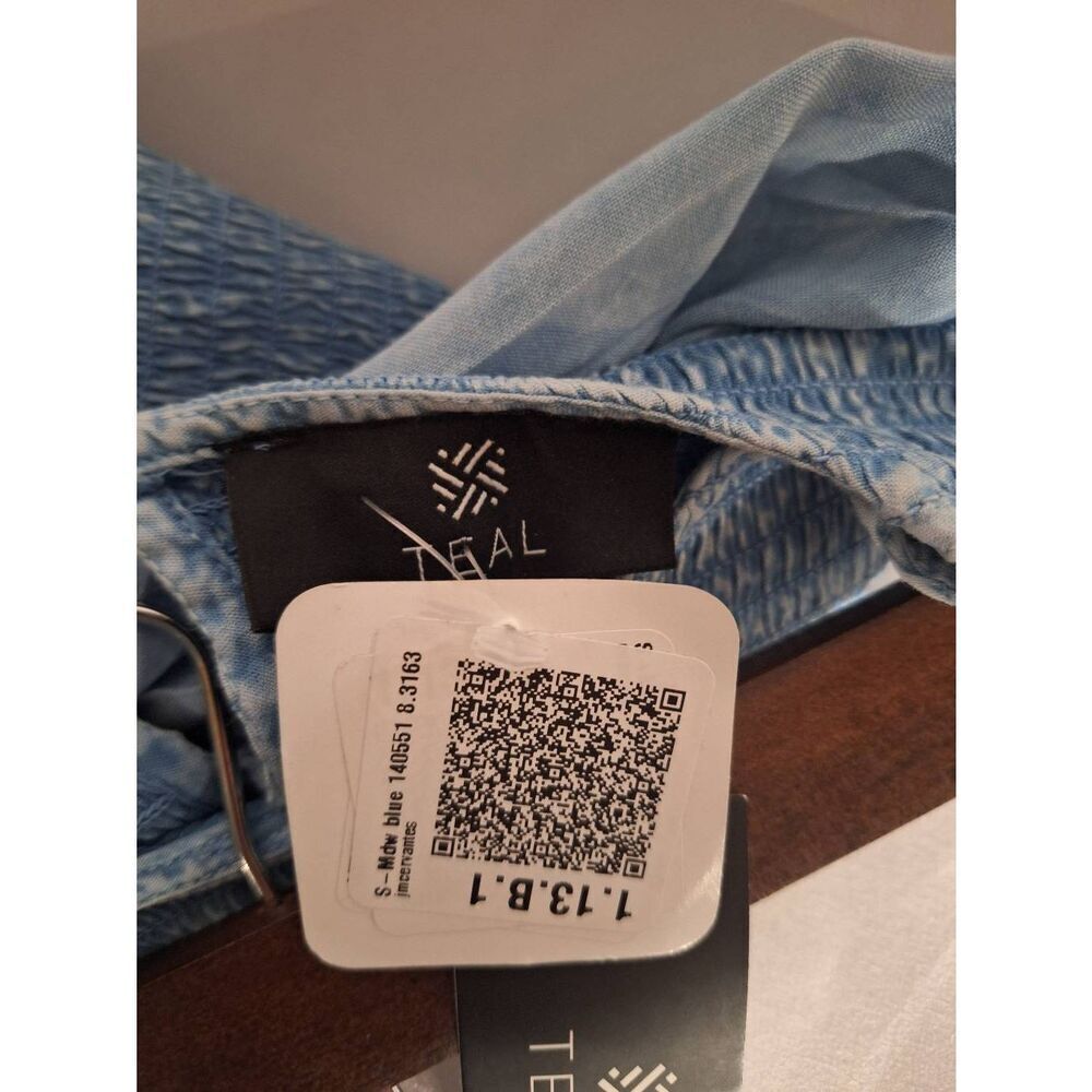 Teal Womens Chambray Rouched Top Dress Size Small NEW - Picture 3 of 4